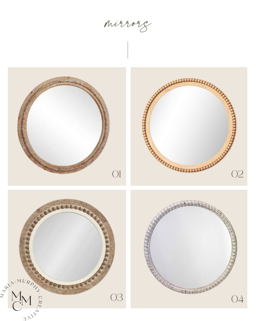 Round accent mirrors for modern classic girls bedroom